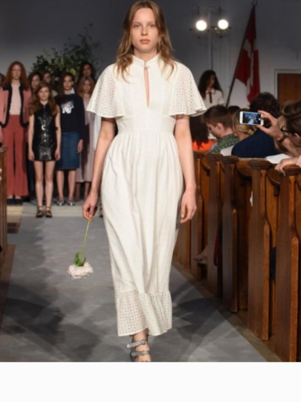 AlexaChung Broderie Anglaise Cape Eyelet Midi Dress White Sz US 8